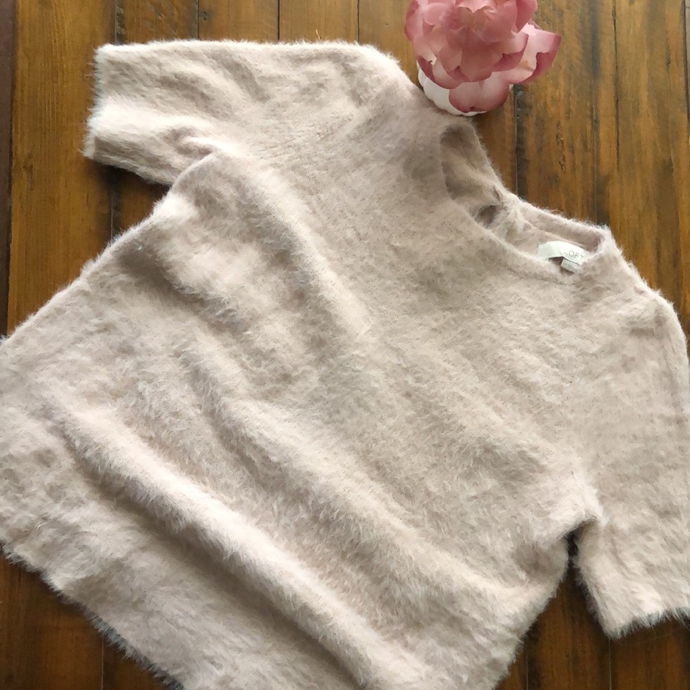 Fuzzy Sweatshirt Short Sleeve Blouse